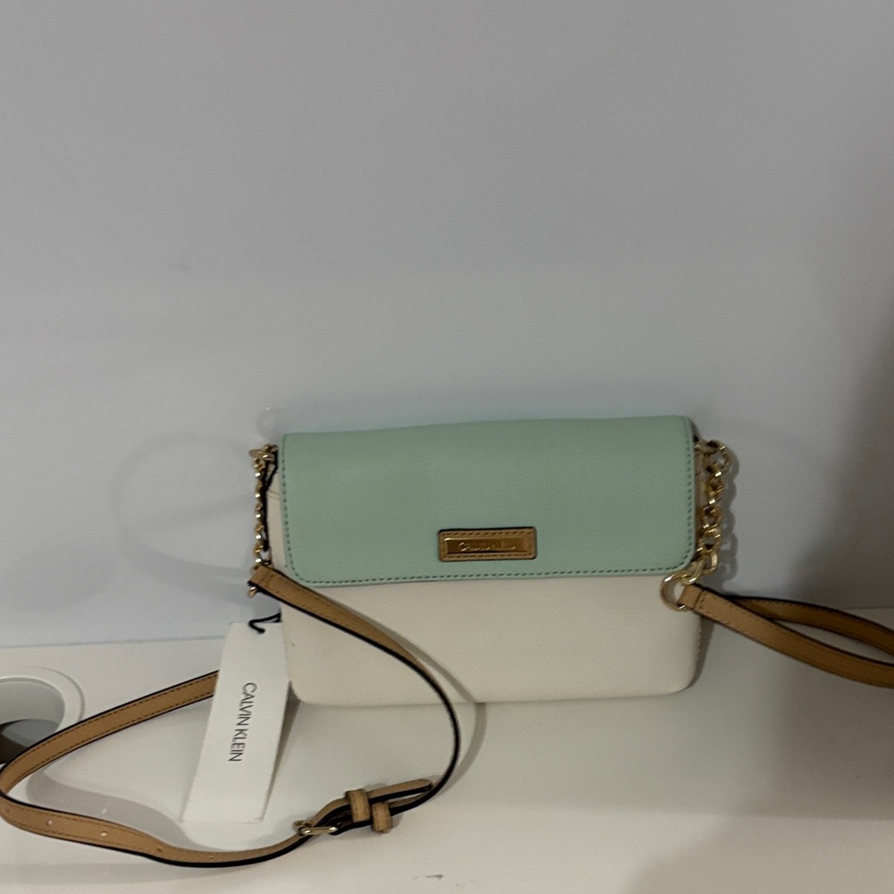 Calvin Klein Mint and Cream Crossbody Bag